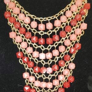 Pink and Red Bib Necklace
